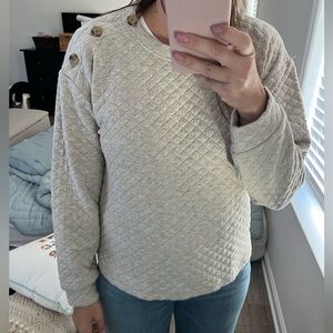 NWT J.Crew Quilted Heather Gray Pullover Sweatshirt Size: M